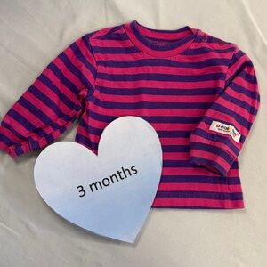 Please Mum - Long Sleeve Vintage Shirt - Pink and Purple Stripes. Canadian
